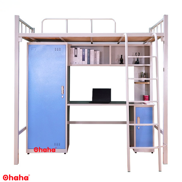Giường tầng thông minh khung sắt có bàn học và tủ quần áo Ohaha - GTS003