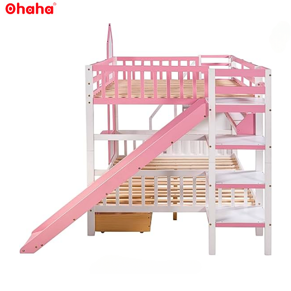 Giường tầng thông minh cao cấp có CẦU TRƯỢT Ohaha - GTCC011