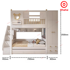 Giường tầng thông minh cao cấp 3 tầng Ohaha có tủ áo - GTCC027