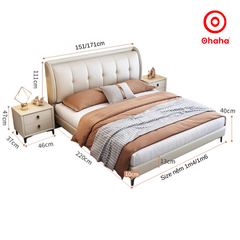 Giường ngủ gỗ bọc da cao cấp Ohaha có kèm tab - GN025