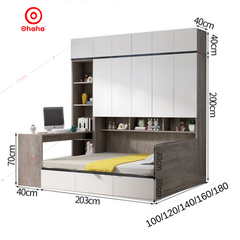 Combo giường ngủ đa năng kết hợp tủ kệ Ohaha - GĐN002