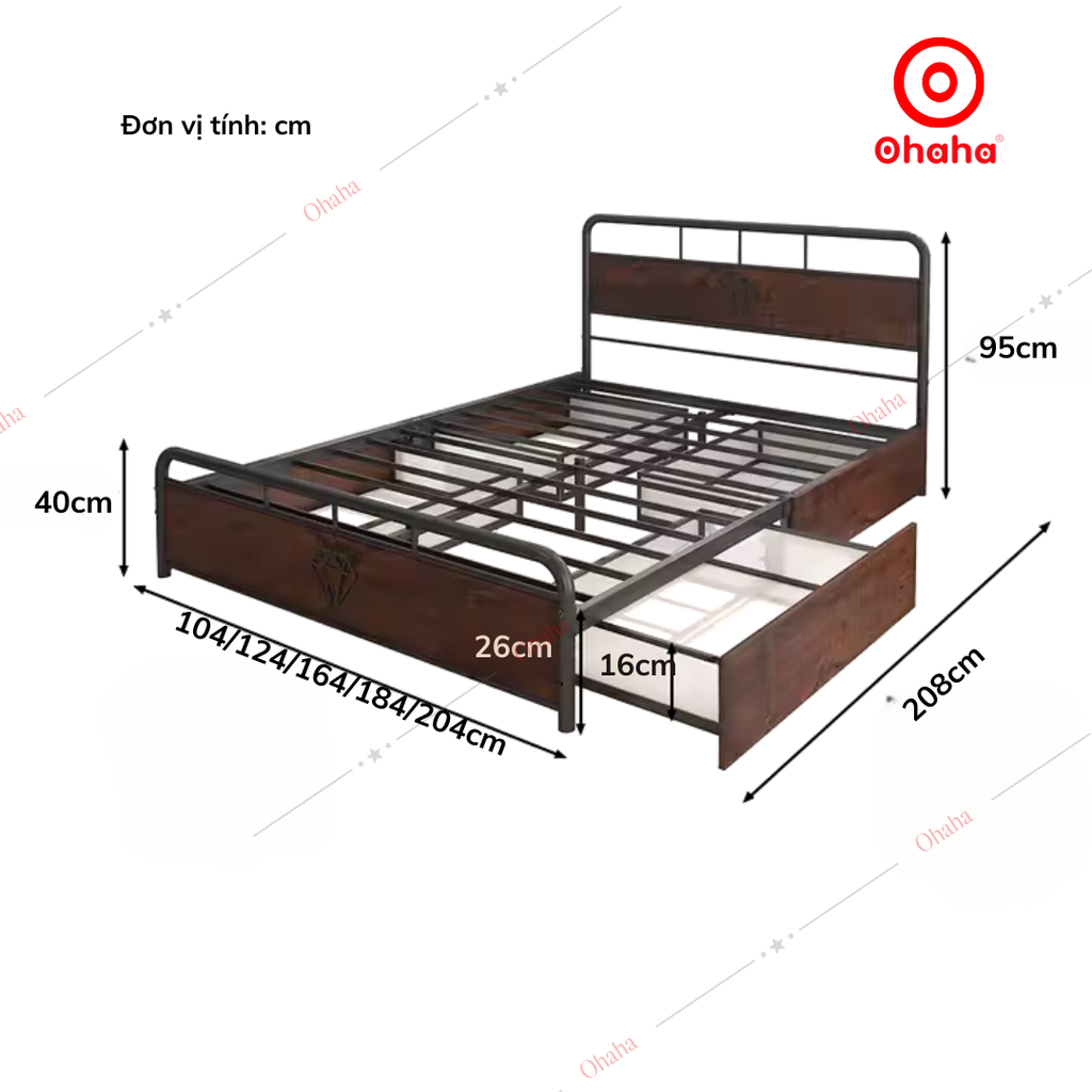 Giường sắt hiện đại Ohaha - GS007