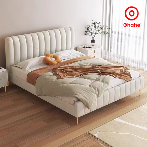 Giường ngủ gỗ bọc nỉ cao cấp Ohaha có kèm tab - GN026