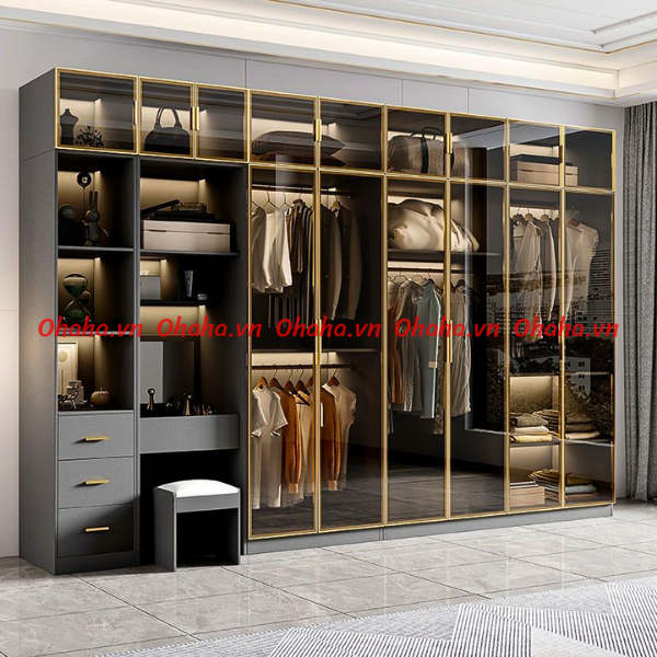 Tủ quần áo cánh kính Ohaha có kèm đèn led - TCK003