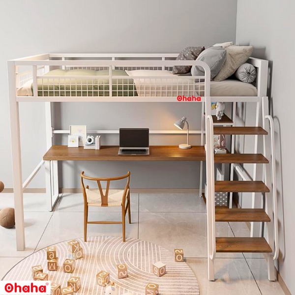 Giường tầng thông minh khung sắt có bàn học Ohaha - GTS001