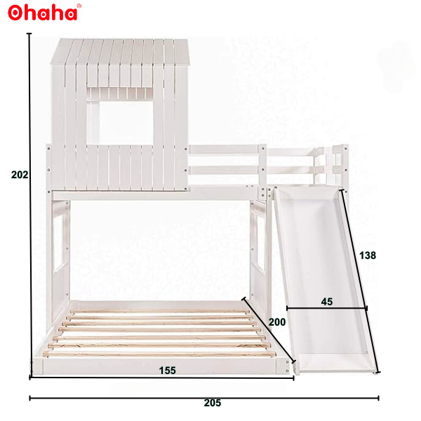 Giường tầng thông minh cao cấp có CẦU TRƯỢT Ohaha - GTCC012