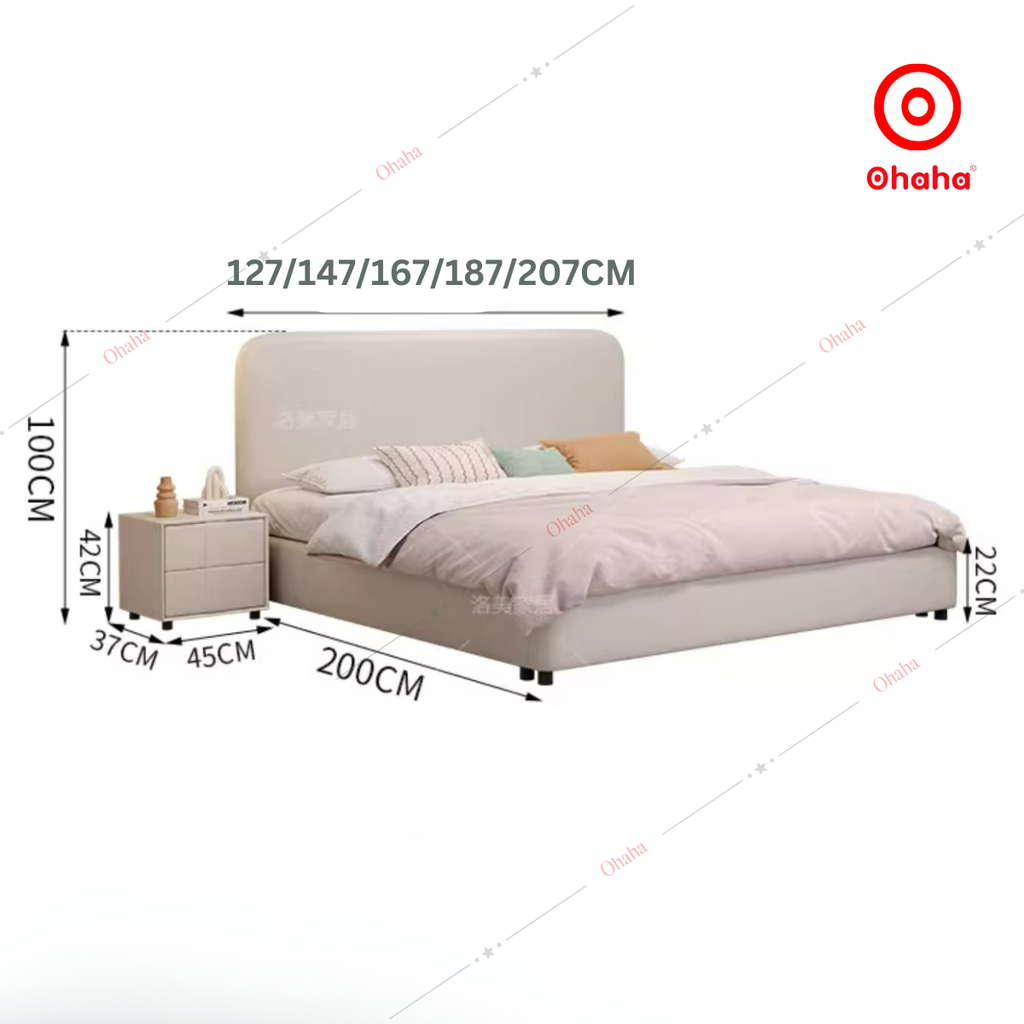 Giường ngủ công nghiệp bọc nệm OHAHA - GN044
