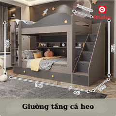 Giường tầng cá heo thông minh Ohaha - GTTM054