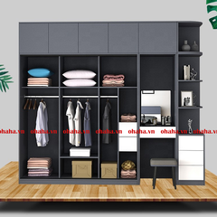 Tủ Quần Áo Gỗ Công Nghiệp Kết Hợp Bàn Ghế Trang Điểm Cao Cấp OHAHA - TACC001