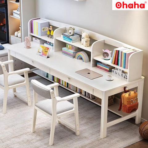 Bàn Học Đôi Có Kệ Sách Cho Bé OHAHA - BH004