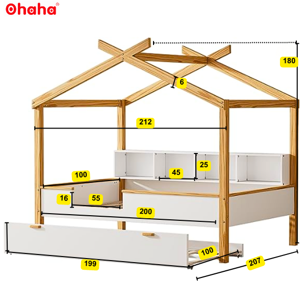 Giường tầng thông minh cao cấp kiểu ngôi nhà Ohaha - GTCC013