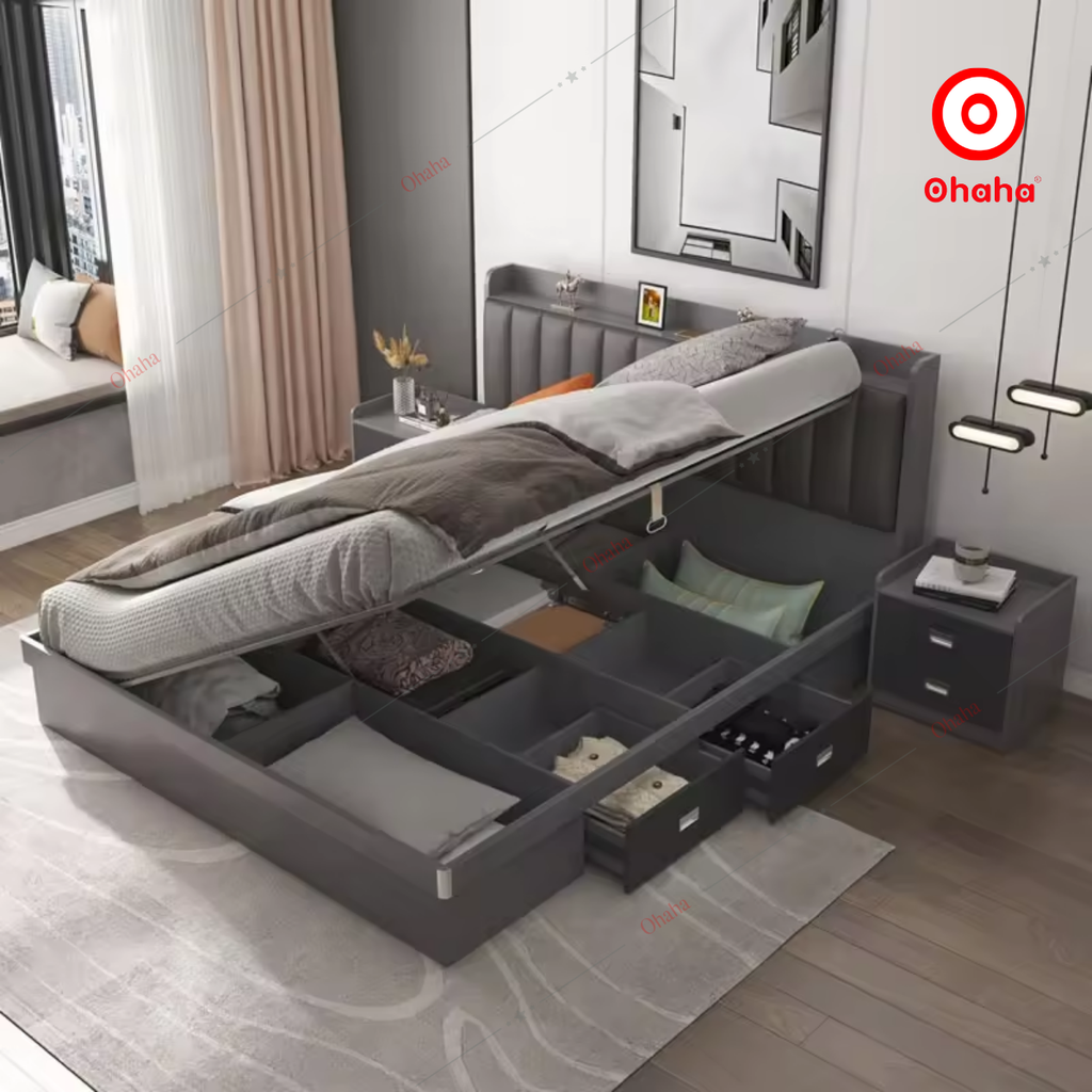 Giường ngủ công nghiệp bọc nệm OHAHA - GN032