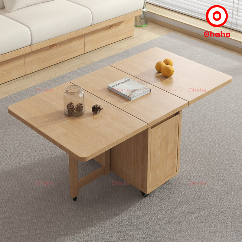 Bàn sofa đa năng gấp gọn có bánh xe - BA009