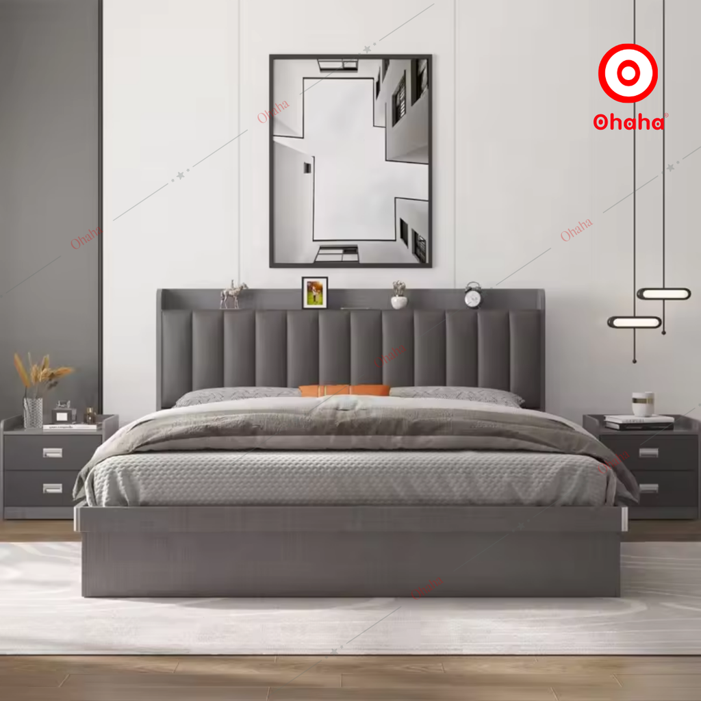 Giường ngủ công nghiệp bọc nệm OHAHA - GN032