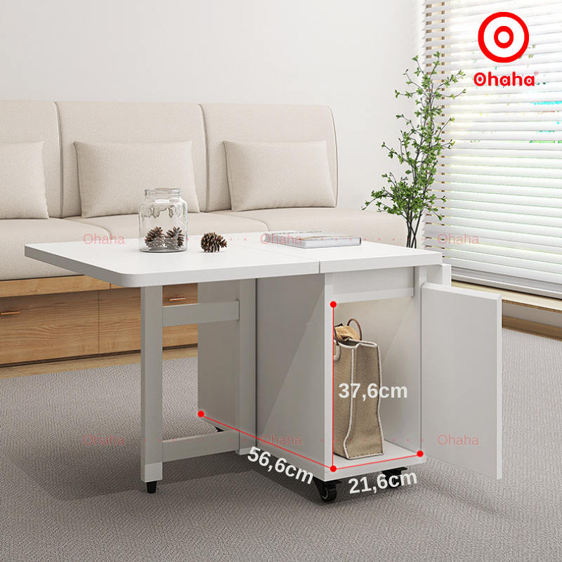 Bàn sofa đa năng gấp gọn có bánh xe - BA009
