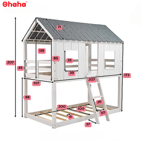 Giường tầng thông minh cao cấp kiểu ngôi nhà Ohaha - GTCC010