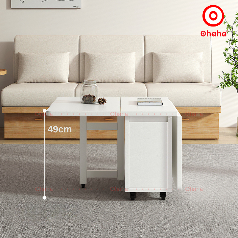 Bàn sofa đa năng gấp gọn có bánh xe - BA009