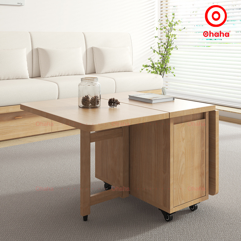 Bàn sofa đa năng gấp gọn có bánh xe - BA009