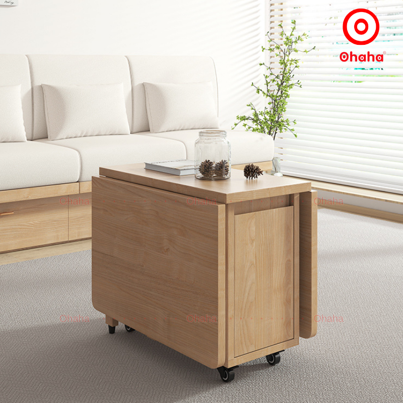 Bàn sofa đa năng gấp gọn có bánh xe - BA009