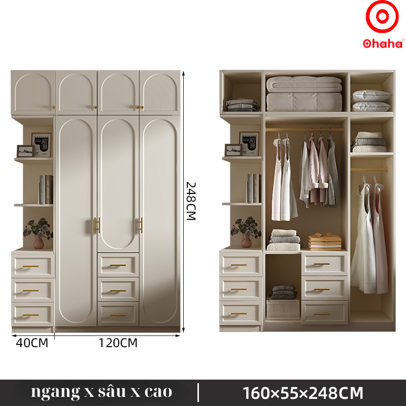 Tủ quần áo gỗ công nghiệp hiện đại Ohaha - HĐ014