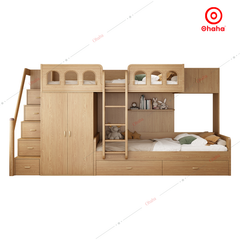 Giường tầng thông minh Ohaha có tủ áo và kệ sách - GTTM046