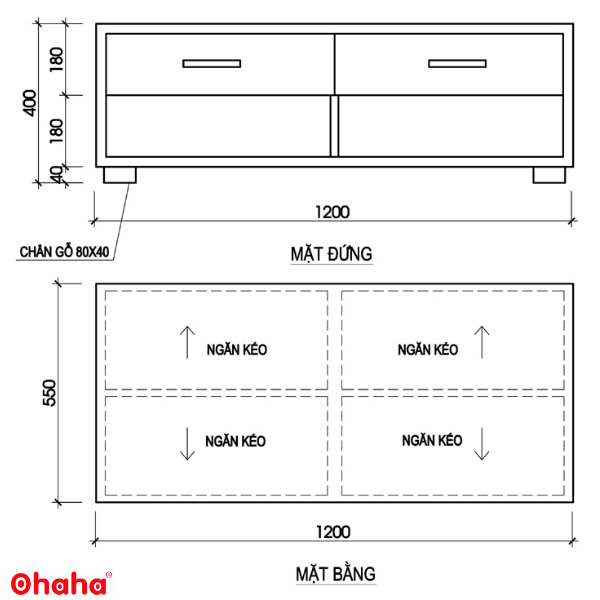 Bàn trà OHAHA hiện đại kiểu sang trọng - BT015