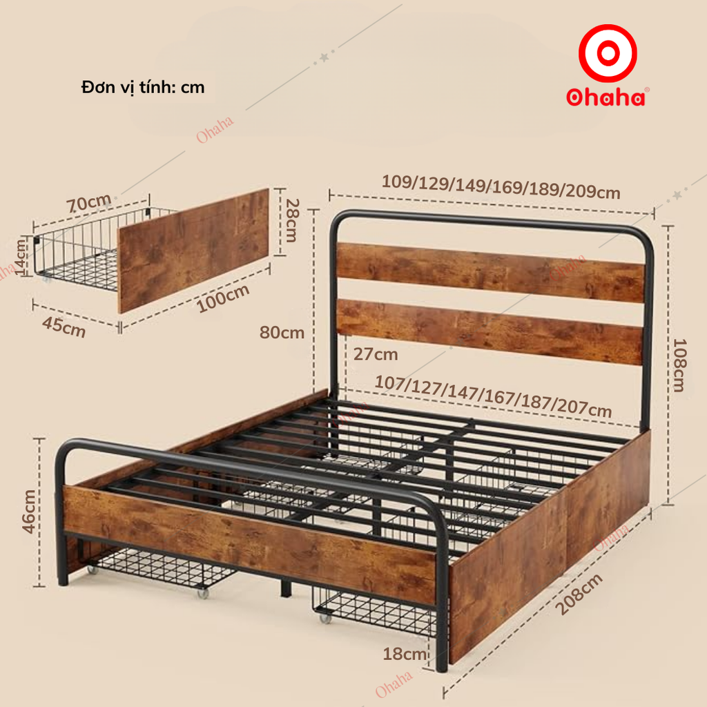 Giường sắt hiện đại Ohaha - GS009