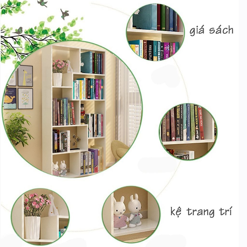 Kệ sách để sàn Ohaha màu trắng - KS002