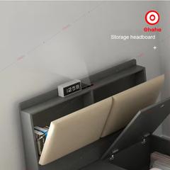 Giường ngủ công nghiệp bọc nệm kèm tủ sách OHAHA - GN033