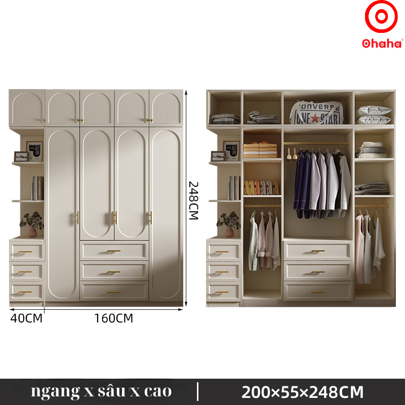 Tủ quần áo gỗ công nghiệp hiện đại Ohaha - HĐ014