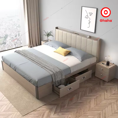 Giường ngủ công nghiệp bọc nệm OHAHA - GN034