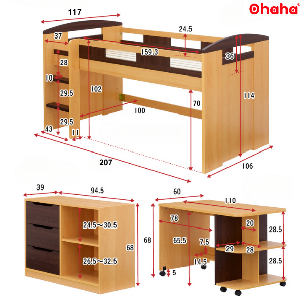 Giường tầng cao cấp xếp gọn trẻ em Ohaha - GTXG008