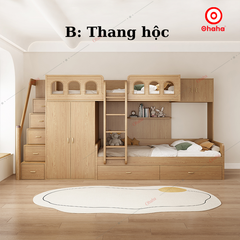 Giường tầng thông minh Ohaha có tủ áo và kệ sách - GTTM046