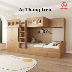Giường tầng thông minh Ohaha có tủ áo và kệ sách - GTTM046