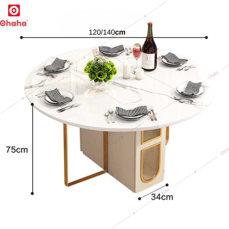 Bàn ăn gấp gọn thông minh có ghế và bánh xe Ohaha - BA019