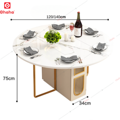 Bàn ăn gấp gọn thông minh có ghế và bánh xe Ohaha - BA019