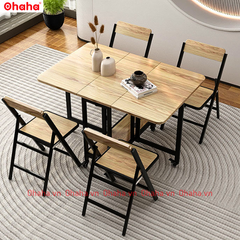Bàn ăn gấp gọn thông minh có ghế và bánh xe Ohaha - BA023