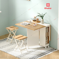 Bàn ăn gấp gọn thông minh có ghế và bánh xe Ohaha - BA033