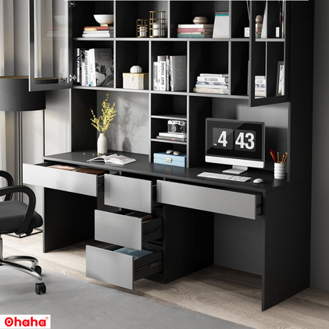 Bàn Học Đôi Có Kệ Sách Cho Bé OHAHA - BH009