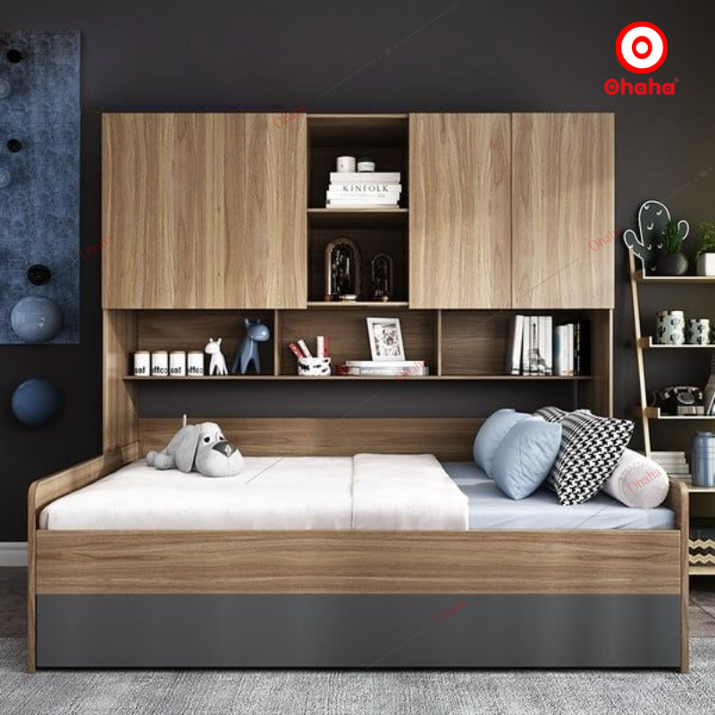 Combo giường ngủ đa năng kết hợp tủ kệ Ohaha - GĐN004