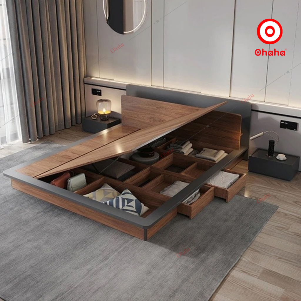 Giường ngủ gỗ công nghiệp hiện đại  OHAHA - GC048
