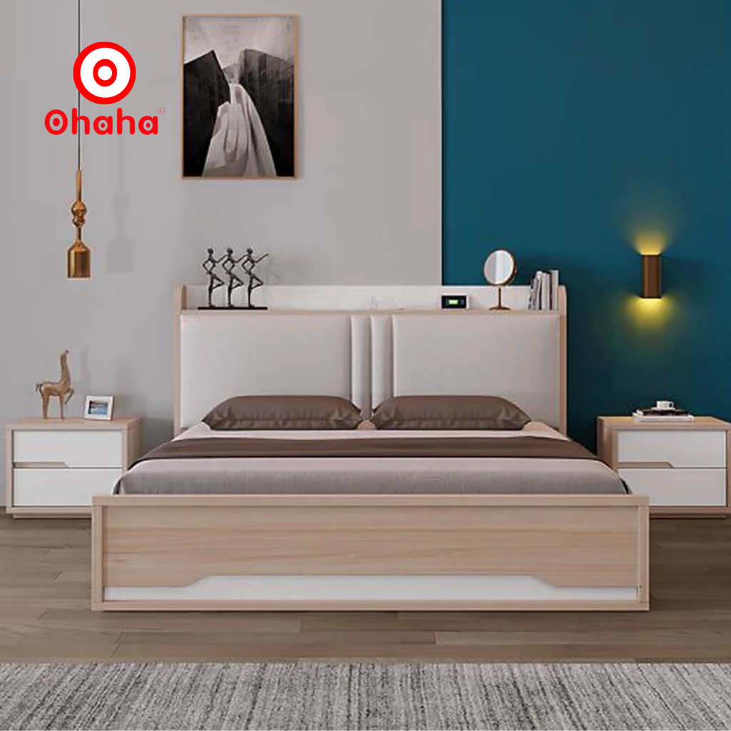 Giường ngủ gỗ công nghiệp bọc nệm Ohaha - GN001