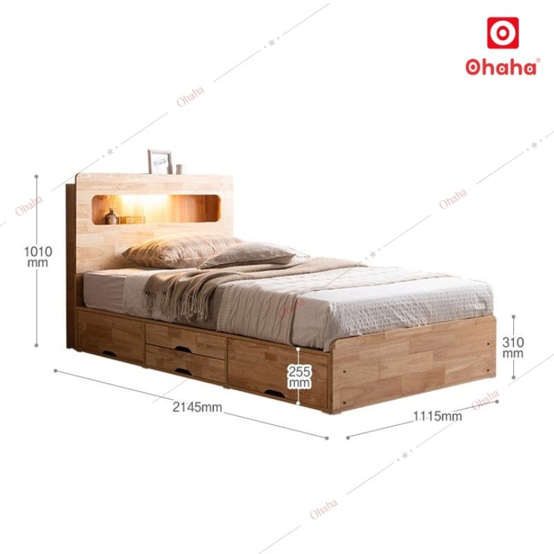 Giường ngủ gỗ tự nhiên cao cấp Ohaha - GGTN001
