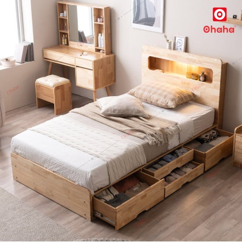 Giường ngủ gỗ tự nhiên cao cấp Ohaha - GGTN001
