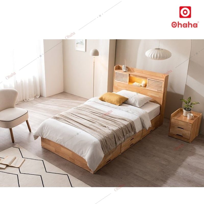 Giường ngủ gỗ tự nhiên cao cấp Ohaha - GGTN003