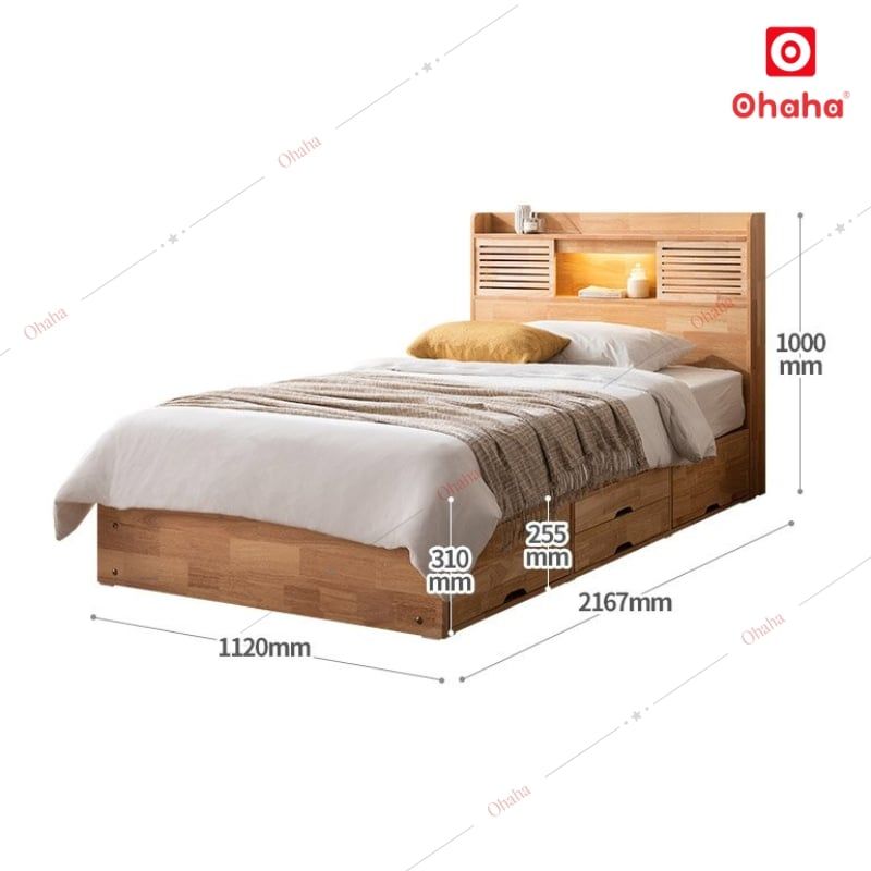 Giường ngủ gỗ tự nhiên cao cấp Ohaha - GGTN003