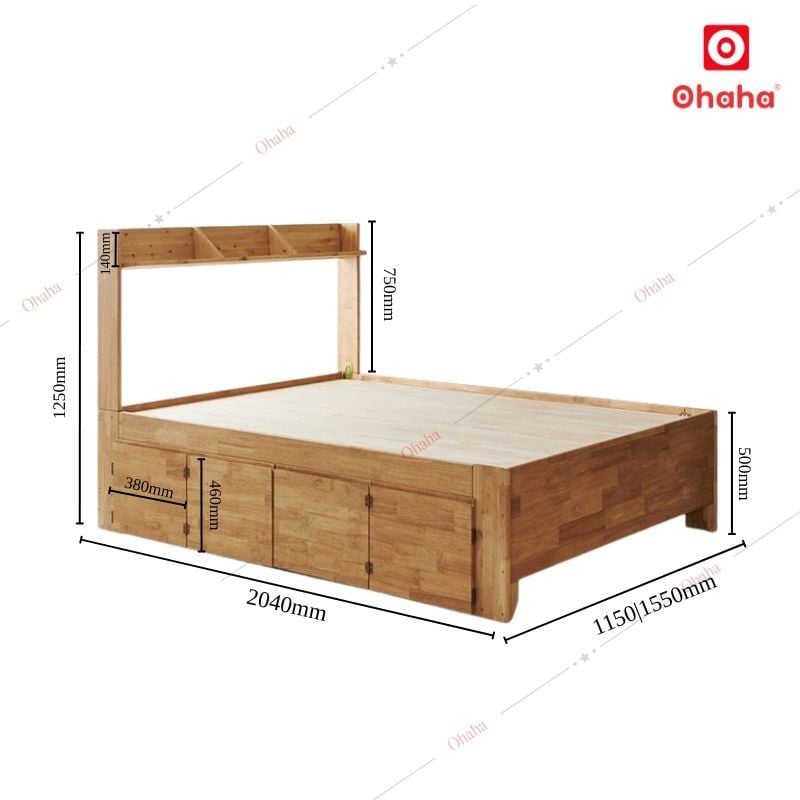 Giường ngủ gỗ tự nhiên cao cấp Ohaha - GGTN004