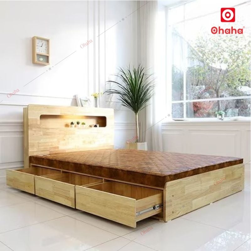Giường ngủ gỗ tự nhiên cao cấp Ohaha - GGTN006