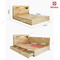 Giường ngủ gỗ tự nhiên cao cấp Ohaha - GGTN006