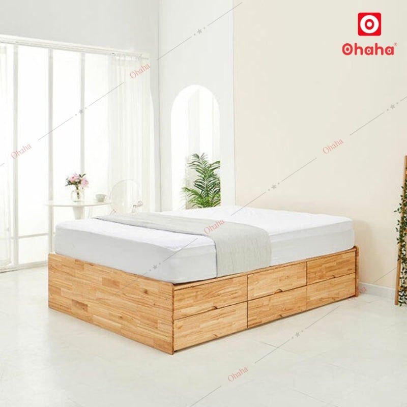 Giường ngủ gỗ tự nhiên cao cấp Ohaha - GGTN007